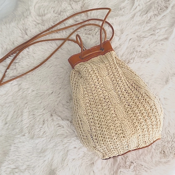 Spiegel Handbags - Spiegel Made in Italy Fisherman Knit and Leather Bucket Bag Market Bag